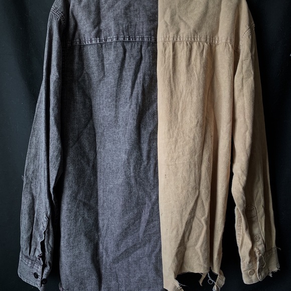 HAND MADE distressed cut n sew button down - Picture 2 of 5